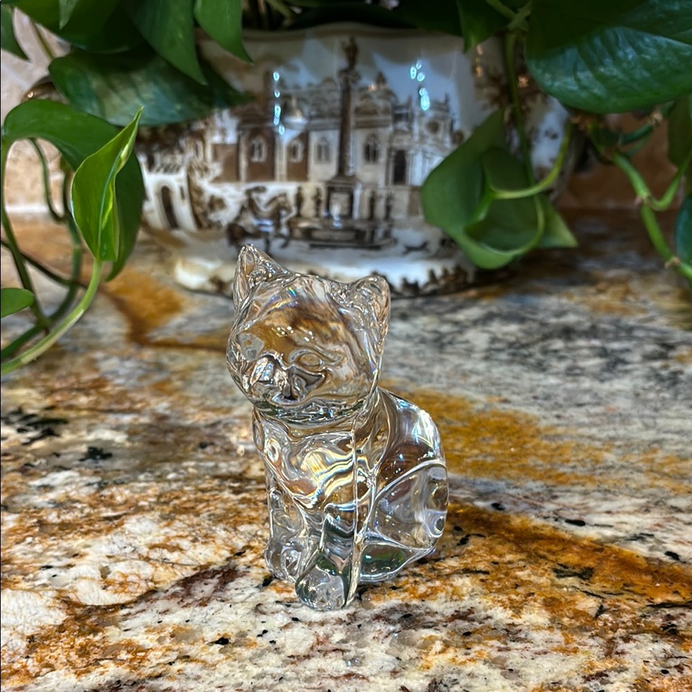 Crystal Clear Glass Cat Figurine